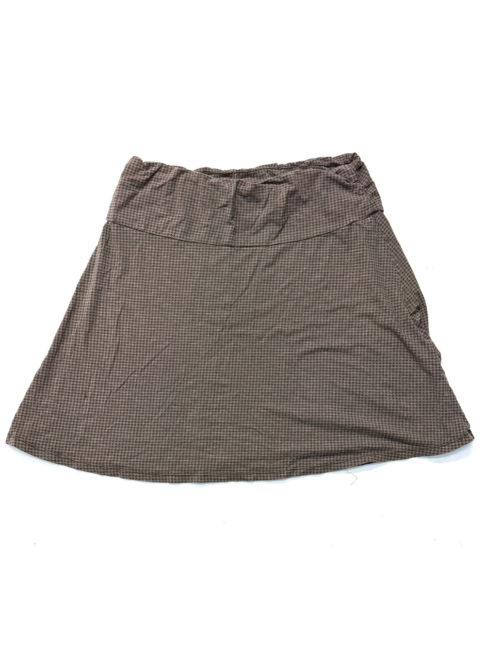 Toad & Co Brown Houndstooth Pull On Casual Skirt Size Large